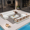 PURPLE LEAF Griffin Symmetrical Patio Conversation Set White with Cushion Pillows Ottoman and Aluminum Frame for Modern Outdoor Sectional