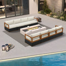 PURPLE LEAF Griffin black patio conversation set, symmetrical modern outdoor sectional with aluminum frame & fire pit.
