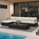 PURPLE LEAF Griffin L-shaped Patio Conversation Set Black with Cushion Pillows Ottoman and Aluminum Frame for Balcony Garden