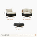 PURPLE LEAF Griffin L-shaped Patio Conversation Set Black with Cushion Pillows Ottoman and Premium Leather for Patio Balcony