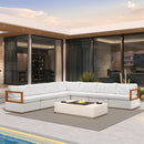 PURPLE LEAF Griffin L-shaped Patio Conversation Set White with Cushion Pillows Ottoman and Aluminum Frame for Balcony Garden