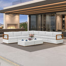 PURPLE LEAF Griffin L-shaped Patio Conversation Set White with Cushion Pillows Ottoman and Premium Leather for Patio Balcony