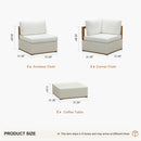 PURPLE LEAF Griffin L-shaped Patio Conversation Set White with Cushion Pillows Ottoman and Premium Leather for Patio Balcony