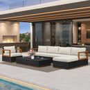 PURPLE LEAF Griffin Classical Patio Conversation Set Black with Cushion Pillows Ottoman and Aluminum Frame for Poolside Lounge