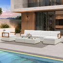 PURPLE LEAF Griffin Classical Patio Conversation Set White with Cushion Pillows Ottoman and Aluminum Frame for Poolside Lounge