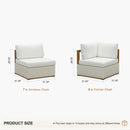 PURPLE LEAF Griffin U-shaped Patio Conversation Set White with Cushion Pillows Ottoman and Premium Leather for Gathering Entertaining