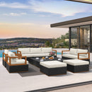 PURPLE LEAF Griffin Classical Patio Conversation Set Black with Cushion Pillows Ottoman and Aluminum Frame for Poolside Lounge