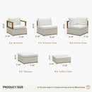 PURPLE LEAF Griffin Classical Patio Conversation Set White with Cushion Pillows Ottoman and Premium Leather for Backyard Outdoor Living