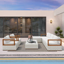 PURPLE LEAF Griffin L-shaped Patio Conversation Set White with Cushion Pillows Ottoman and Aluminum Frame for Balcony Garden