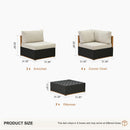 PURPLE LEAF Griffin Symmetrical Patio Conversation Set Black with Cushion Pillows Ottoman and Premium Leather for Luxury Outdoor Living