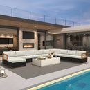 PURPLE LEAF Griffin U-shaped Patio Conversation Set Black with Cushion Pillows Ottoman and Aluminum Frame Couch for Backyard Deck