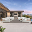 PURPLE LEAF Griffin Symmetrical Patio Conversation Set White with Cushion Pillows Ottoman and Premium Leather for Luxury Outdoor Living