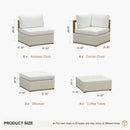 PURPLE LEAF Griffin Symmetrical Patio Conversation Set White with Cushion Pillows Ottoman and Premium Leather for Luxury Outdoor Living