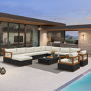 PURPLE LEAF Griffin U-shaped Patio Conversation Set Black with Cushion Pillows Ottoman and Aluminum Frame Couch for Backyard Deck