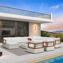 PURPLE LEAF Griffin U-shaped Patio Conversation Set White with Cushion Pillows Ottoman and Aluminum Frame Couch for Backyard Deck