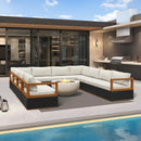 PURPLE LEAF Griffin U-shaped Patio Conversation Set Black with Cushion Pillows Ottoman and Aluminum Frame Couch for Backyard Deck