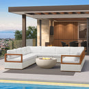 PURPLE LEAF Griffin U-shaped Patio Conversation Set White with Cushion Pillows Ottoman and Aluminum Frame Couch for Backyard Deck