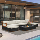 PURPLE LEAF Griffin U-shaped Patio Conversation Set Black with Cushion Pillows Ottoman and Aluminum Frame Couch for Backyard Deck