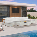 PURPLE LEAF Griffin U-shaped Patio Conversation Set White with Cushion Pillows Ottoman and Aluminum Frame Couch for Backyard Deck