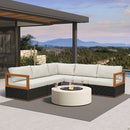 PURPLE LEAF Griffin L-shaped Patio Conversation Set Black with Cushion Pillows Ottoman and Aluminum Frame for Balcony Garden