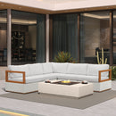 PURPLE LEAF Griffin L-shaped Patio Conversation Set White with Cushion Pillows Ottoman and Aluminum Frame for Balcony Garden