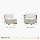 PURPLE LEAF Griffin U-shaped Patio Conversation Set White with Cushion Pillows Ottoman and Premium Leather for Gathering Entertaining