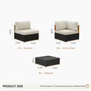 PURPLE LEAF Griffin U-shaped Patio Conversation Set Black with Cushion Pillows Ottoman and Premium Leather for Gathering Entertaining