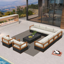 PURPLE LEAF Griffin Classical Patio Conversation Set Black with Cushion Pillows Ottoman and Aluminum Frame for Poolside Lounge