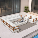 PURPLE LEAF Griffin Classical Patio Conversation Set White with Cushion Pillows Ottoman and Aluminum Frame for Poolside Lounge