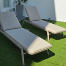 PURPLE LEAF Patio Chaise Lounge with Cushion Aluminum Tanning Chair Lounge Adjustable Reclining Set