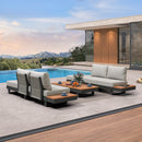 PURPLE LEAF Milan Modular Outdoor Sectional with Olefin Cushions and Slot-In Backrests for Porch Backyard