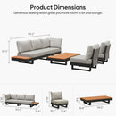 PURPLE LEAF Milan Modular Outdoor Sectional with Olefin Cushions and Slot-In Backrests for Porch Backyard
