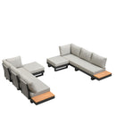 PURPLE LEAF Milan Modular Outdoor Sectional with Olefin Cushions and Slot-In Backrests for Porch Backyard