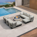 PURPLE LEAF Milan Modular Outdoor Sectional with Olefin Cushions and Slot-In Backrests for Porch Backyard