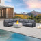 PURPLE LEAF Sanori L-shaped Patio Conversation Set with Grey Ottoman and Cushions for Poolside Graden