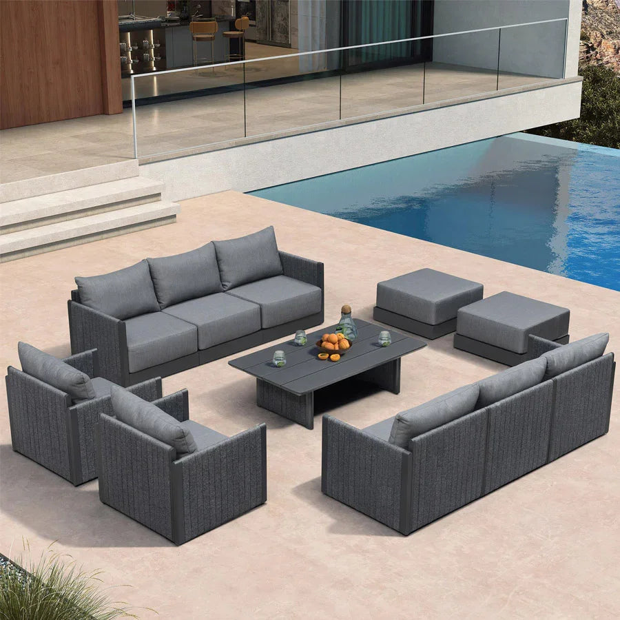 Sanori Grey Patio Set | Modular Cushioned Ottoman