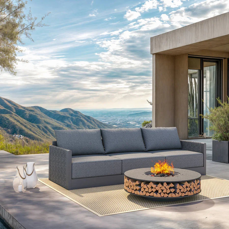 PURPLE LEAF Sanori Classical without Table Patio Conversation Set with Grey Ottoman and Cushions for Poolside Graden