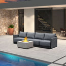 PURPLE LEAF Sanori Classical without Table Patio Conversation Set with Grey Ottoman and Cushions for Poolside Graden