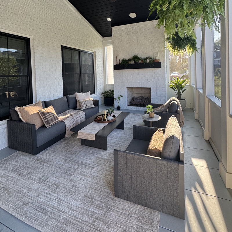 PURPLE LEAF Sanori  Patio Conversation Set with  Grey Ottoman and Cushion Patio Sofas Sectional Set for Poolside Graden