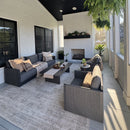 PURPLE LEAF Sanori Classical with Table Grey Patio Conversation Set with  Cushions and Ottoman for Poolside