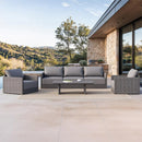 PURPLE LEAF Sanori Classical with Table Patio Conversation Set with Grey Ottoman and Cushions for Poolside Graden