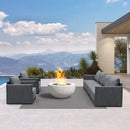PURPLE LEAF Sanori Classical without Table Patio Conversation Set with Grey Ottoman and Cushions for Poolside Graden