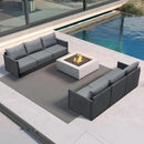 PURPLE LEAF Sanori Classical without Table Patio Conversation Set with Grey Ottoman and Cushions for Poolside Graden