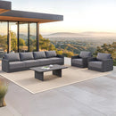 PURPLE LEAF Sanori Classical with Table Patio Conversation Set with Grey Ottoman and Cushions for Poolside Graden
