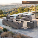 PURPLE LEAF Sanori Classical with Table Patio Conversation Set with Grey Ottoman and Cushions for Poolside Graden
