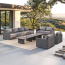 PURPLE LEAF Sanori Classical with Table Patio Conversation Set with Grey Ottoman and Cushions for Poolside Graden