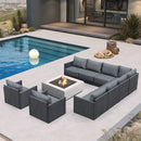 PURPLE LEAF Sanori Classical without Table Patio Conversation Set with Grey Ottoman and Cushions for Poolside Graden