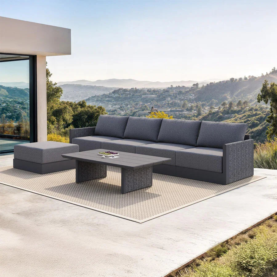 PURPLE LEAF Sanori L-Shaped Patio Couch Set Modular Sofa with Grey Cus