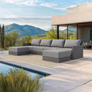 PURPLE LEAF Sanori Symmetrical Patio Conversation Set with Grey Ottoman and Cushions for Poolside Graden