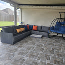 PURPLE LEAF Sanori  Patio Conversation Set with  Grey Ottoman and Cushion Patio Sofas Sectional Set for Poolside Graden